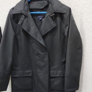 Lands' End Women's Black Trench Coat.  Light Weight.